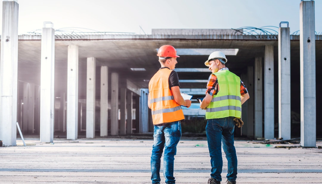 Engineering workers in a carbon negative facility