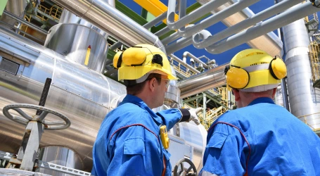 Two men working industrial